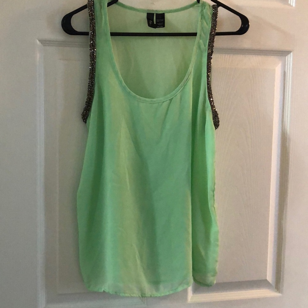 Beaded chiffon tank